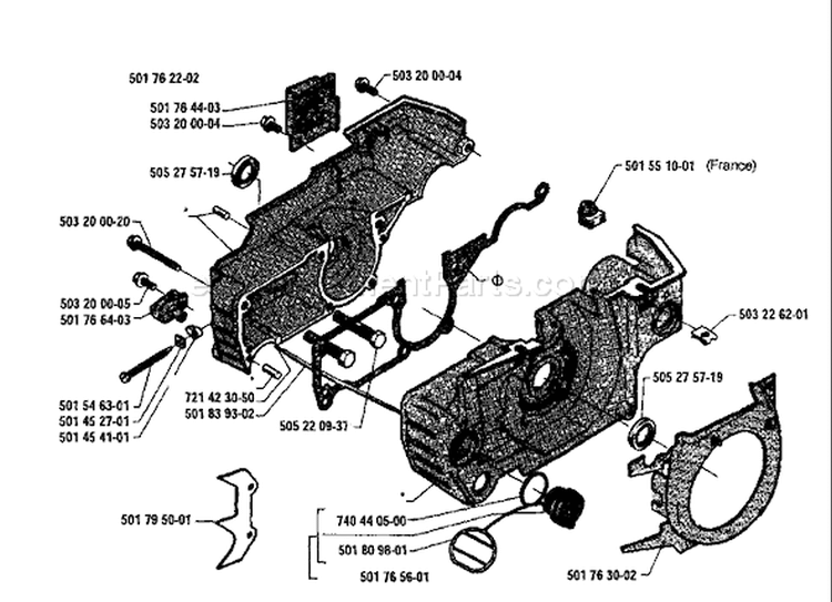 Page E Diagram and Parts List for 50 1986-06 Husqvarna Chainsaw