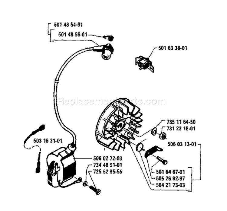 Page F Diagram and Parts List for 50 1986-06 Husqvarna Chainsaw