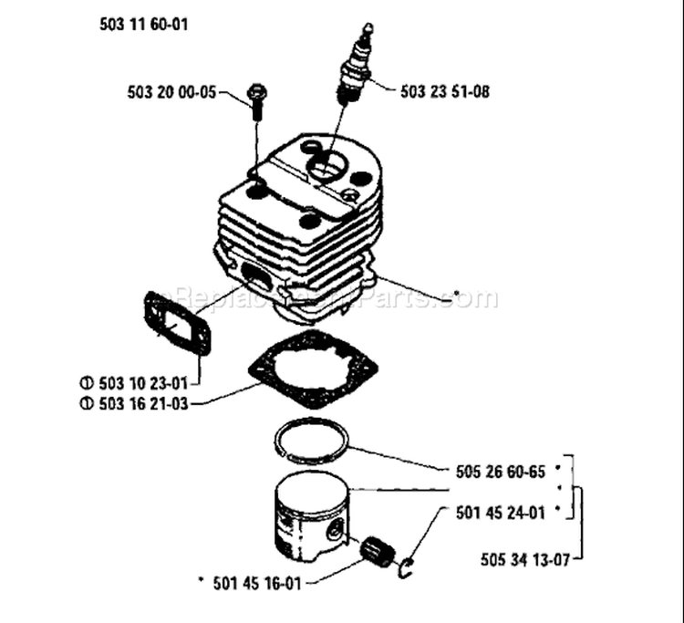 Page H Diagram and Parts List for 50 1986-06 Husqvarna Chainsaw