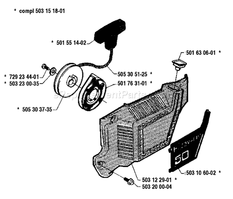 Page I Diagram and Parts List for 50 1986-06 Husqvarna Chainsaw