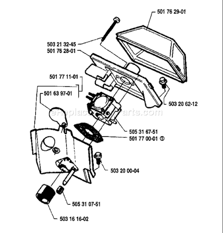 Page A Diagram and Parts List for 50 1987-06 Husqvarna Chainsaw