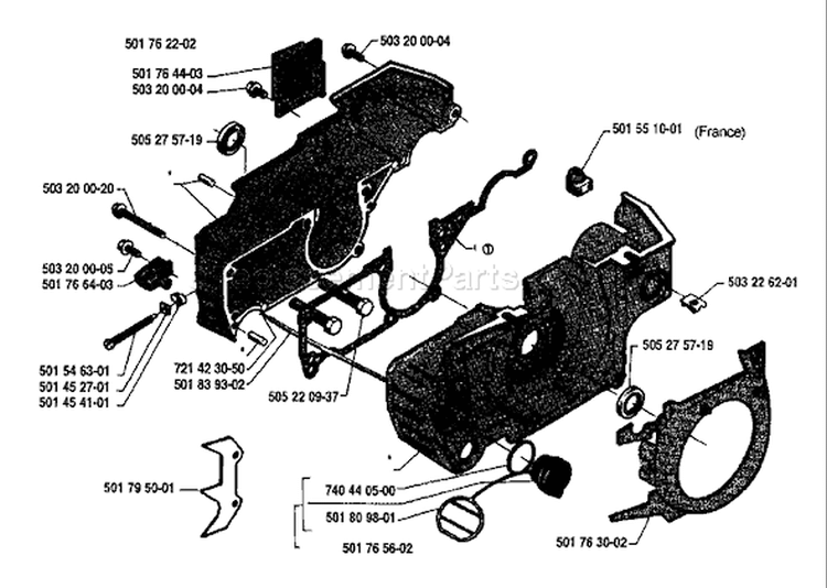 Page E Diagram and Parts List for 50 1987-06 Husqvarna Chainsaw