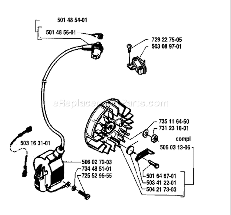 Page F Diagram and Parts List for 50 1987-06 Husqvarna Chainsaw