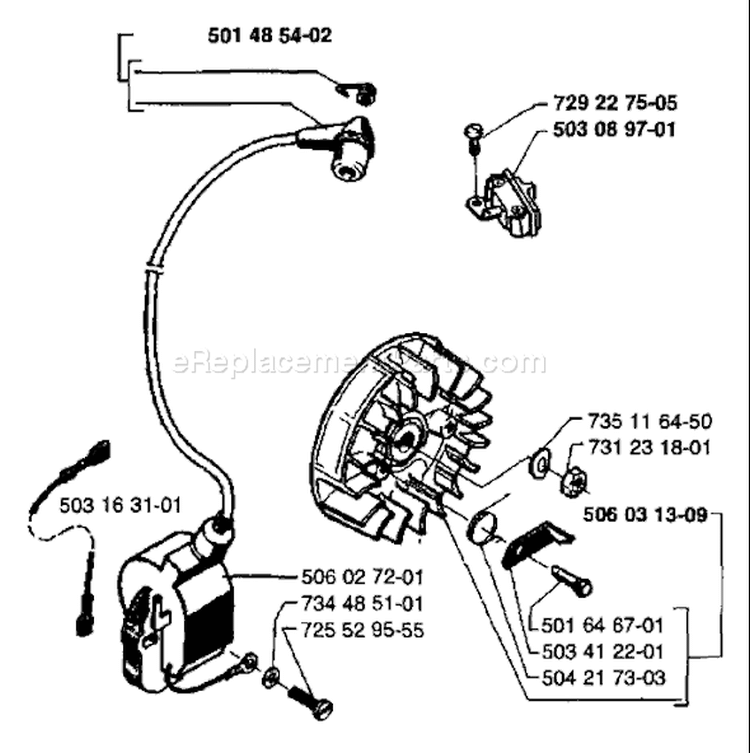 Page E Diagram and Parts List for 50 1988-03 Husqvarna Chainsaw