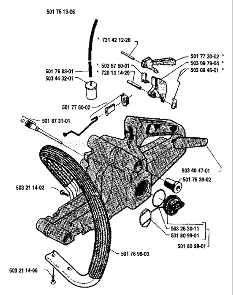 Page E Diagram and Parts List for 50 1989-01 Husqvarna Chainsaw