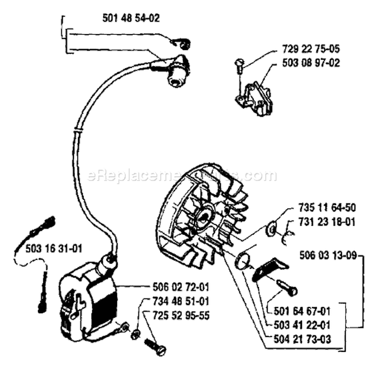 Page F Diagram and Parts List for 50 1989-01 Husqvarna Chainsaw