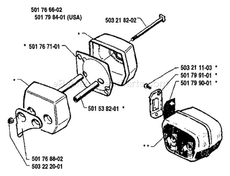 Page G Diagram and Parts List for 50 1989-01 Husqvarna Chainsaw