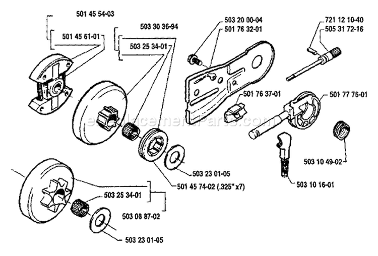 Page H Diagram and Parts List for 50 1989-01 Husqvarna Chainsaw
