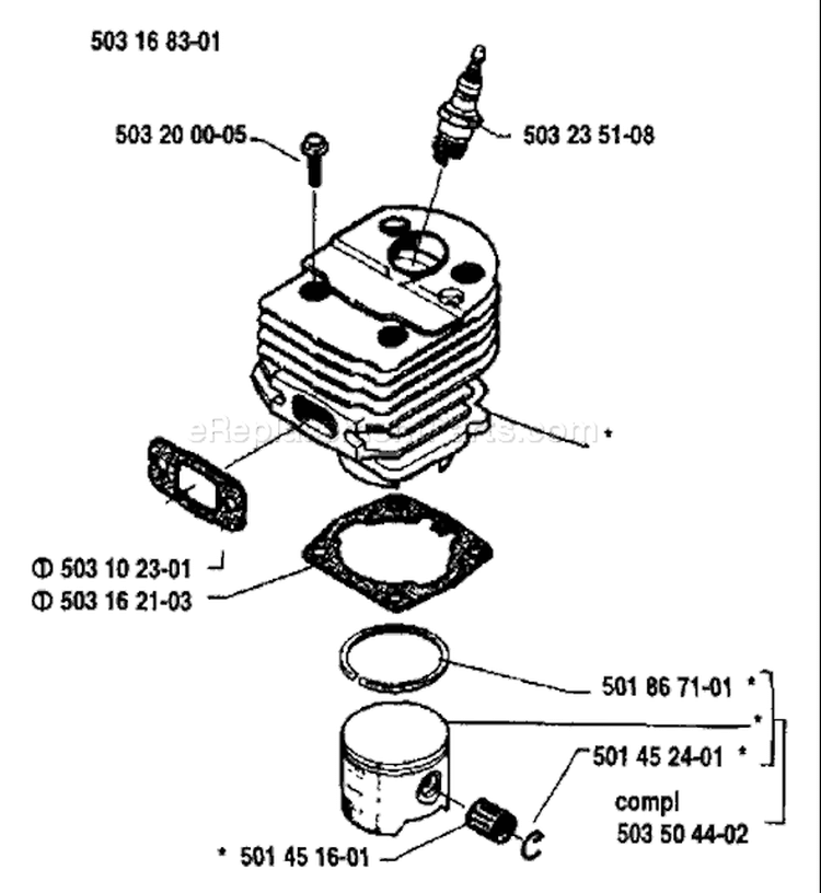 Page I Diagram and Parts List for 50 1989-01 Husqvarna Chainsaw