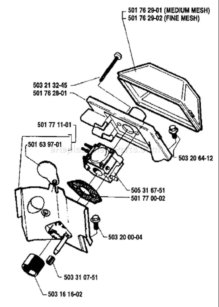 Page A Diagram and Parts List for 50 1990-01 Husqvarna Chainsaw