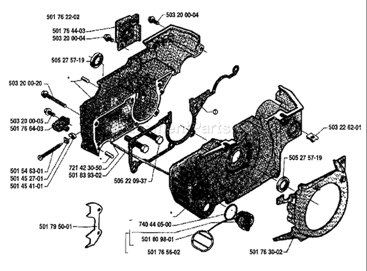 Page E Diagram and Parts List for 50 1990-01 Husqvarna Chainsaw