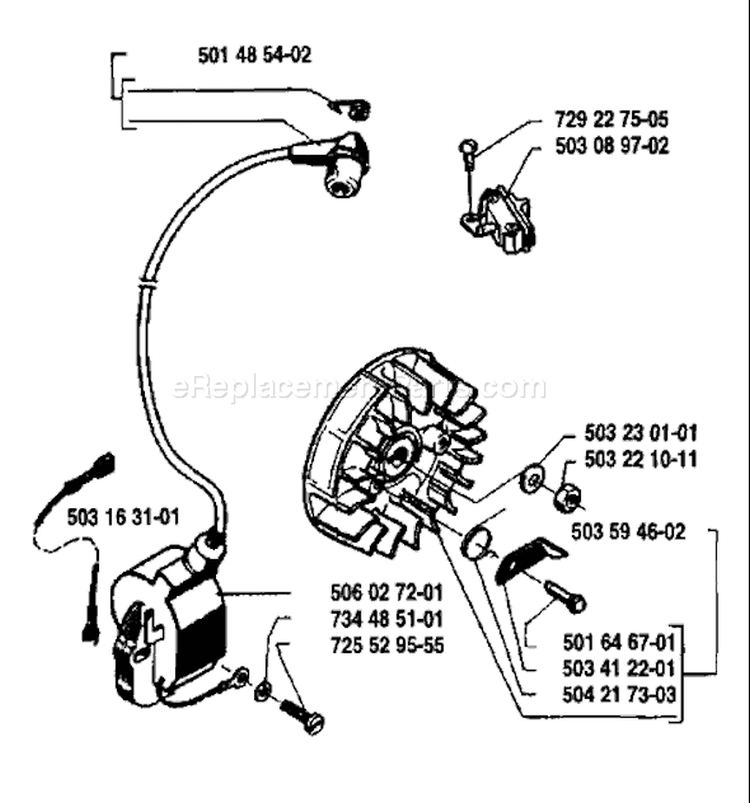 Page F Diagram and Parts List for 50 1990-01 Husqvarna Chainsaw