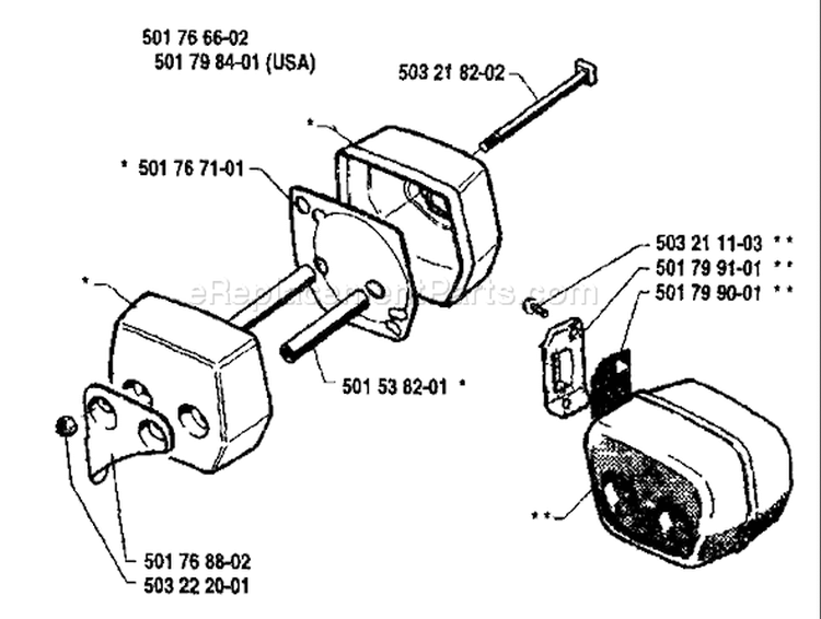Page G Diagram and Parts List for 50 1990-01 Husqvarna Chainsaw