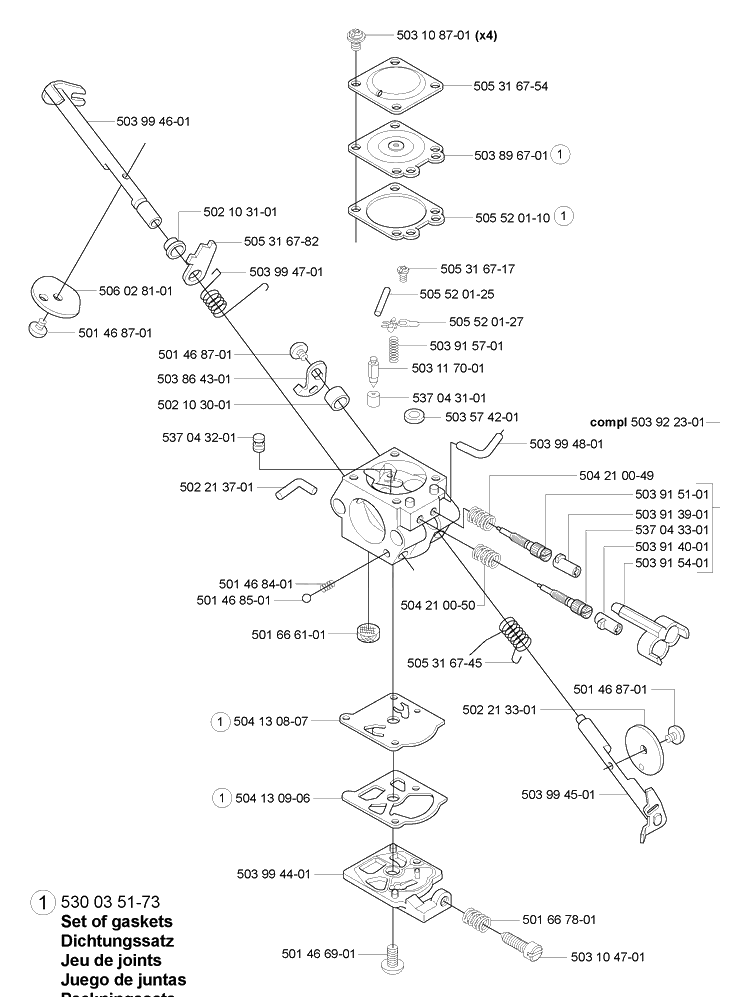 Carburetor Diagram and Parts List for 225B 2006-09 Husqvarna Leaf Blower / Vacuum