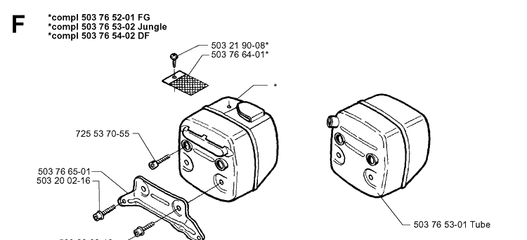Muffler Diagram and Parts List for 371XP 19963500001-19974900000 Husqvarna Chainsaw