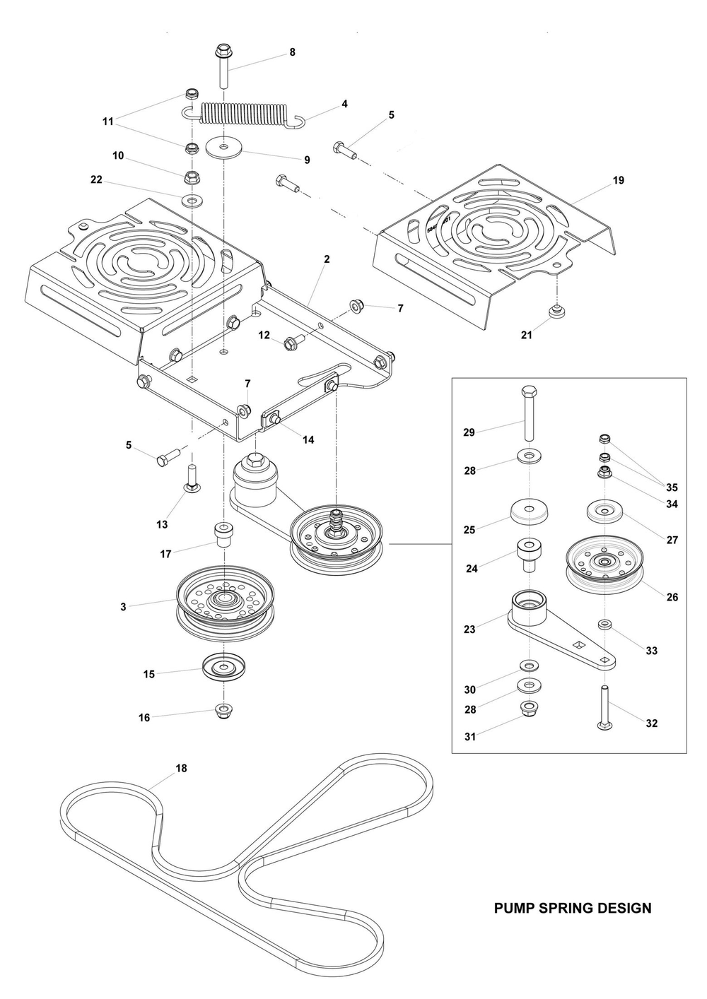 Transmission Diagram and Parts List for MZ54 ROPS Husqvarna Lawn Tractor