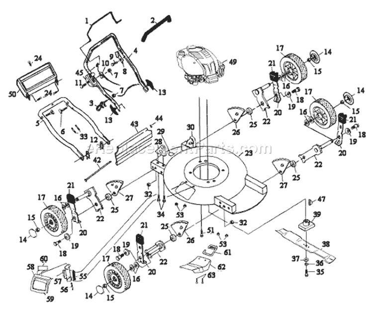 Page A Diagram and Parts List for 510MD 510 MD 954140052A -1998-02 Husqvarna Lawn Mower