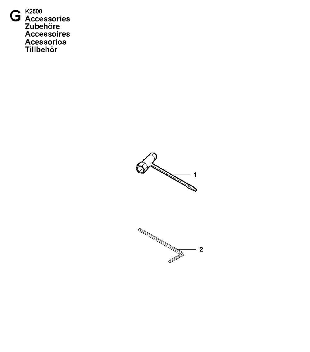 Tools Diagram and Parts List for K2500 2007-01 Husqvarna Circular Saw