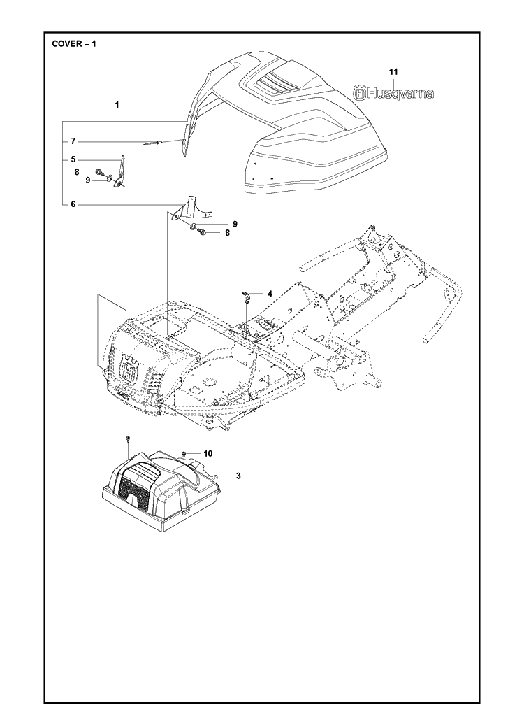 Cover Diagram and Parts List for R214  Husqvarna Lawn Mower