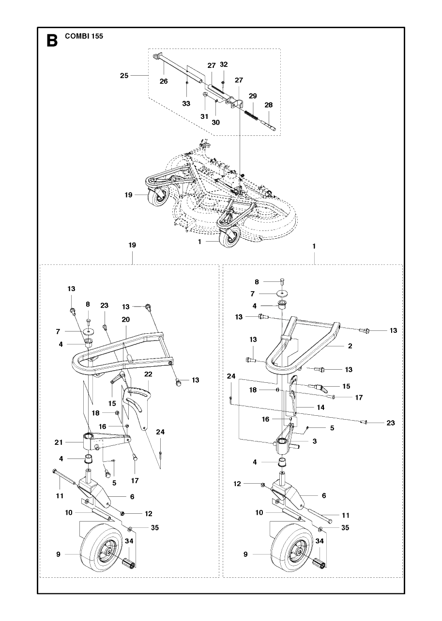 61-Inch/155cm Cutting Deck Diagram and Parts List for P520D 20120100001 - 20143999999 Husqvarna Lawn Tractor