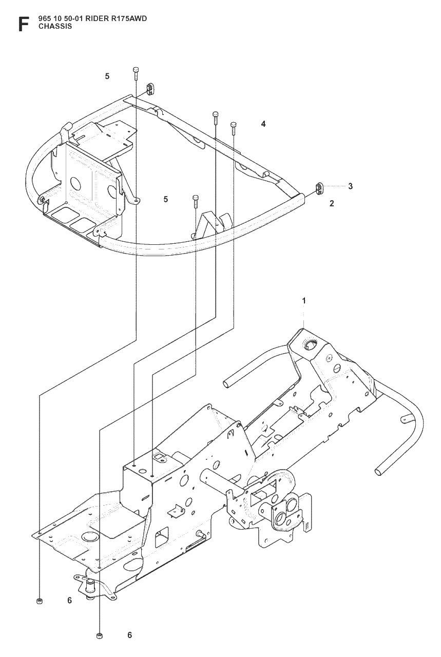 Chassis / Frame Diagram and Parts List for R175AWD (965105001)(2008-06) Husqvarna Lawn Tractor