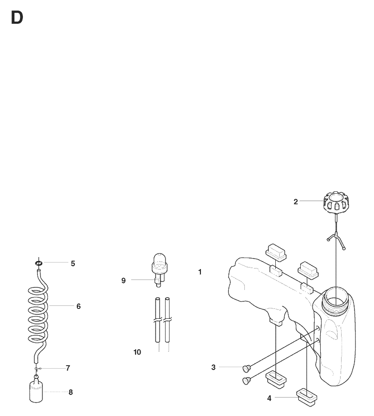 Fuel Tank Diagram and Parts List for 325HD60 (X-SERIES)(20081400001-20090400000) Husqvarna Hedge Trimmer