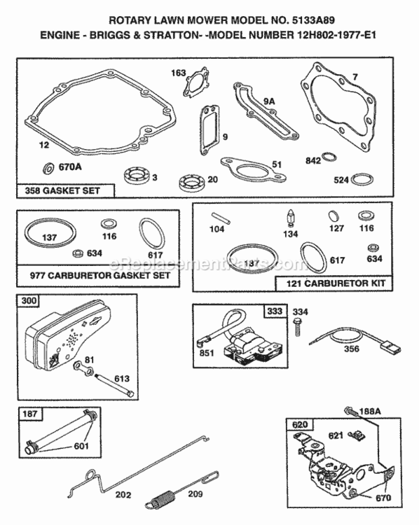 Page C Diagram and Parts List for 5133A89 1998 Husqvarna Lawn Mower