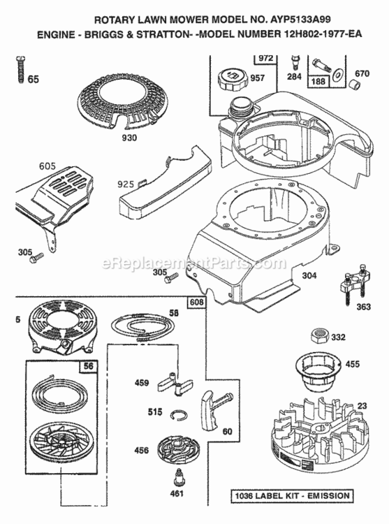 Page A Diagram and Parts List for 5133A99 1999 Husqvarna Lawn Mower