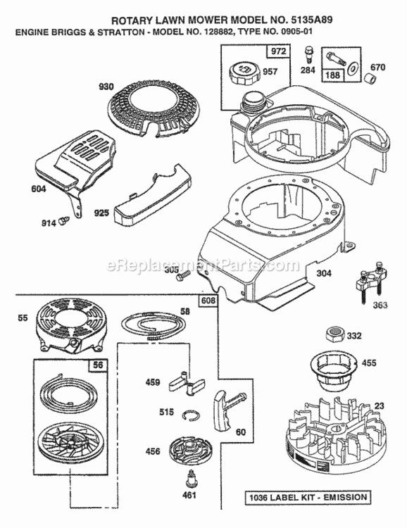 Page D Diagram and Parts List for 5135A89 1998 Husqvarna Lawn Mower
