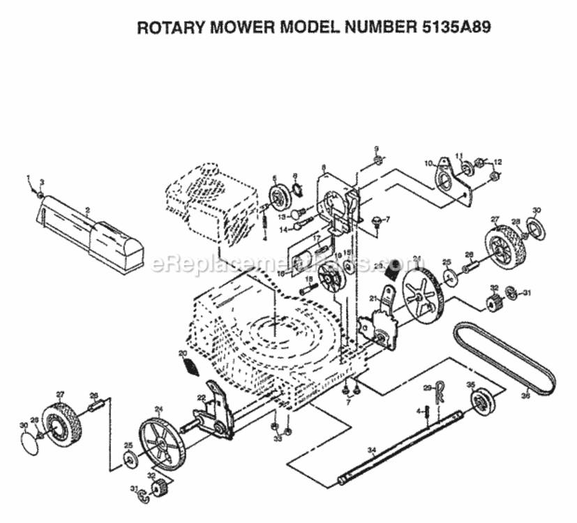 Page F Diagram and Parts List for 5135A89 1998 Husqvarna Lawn Mower