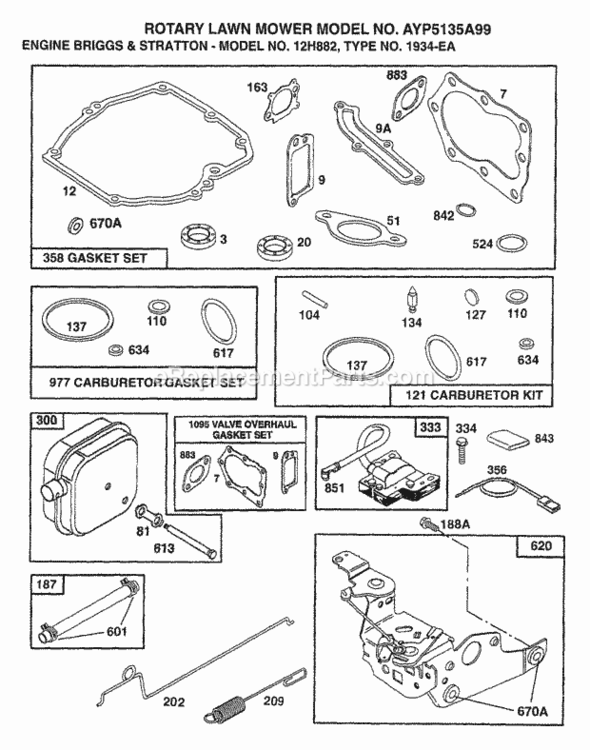 Page C Diagram and Parts List for 5135A99 1999 Husqvarna Lawn Mower