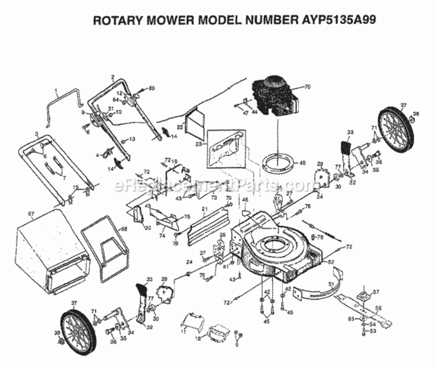 Page E Diagram and Parts List for 5135A99 1999 Husqvarna Lawn Mower