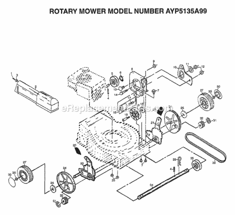 Page F Diagram and Parts List for 5135A99 1999 Husqvarna Lawn Mower