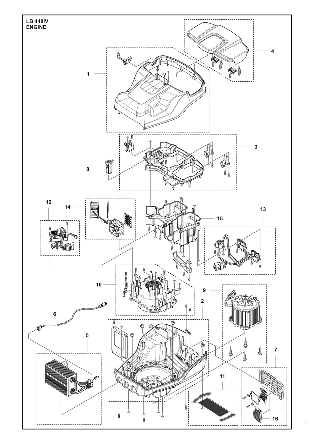 Engine Diagram and Parts List for LB448IV  Husqvarna Lawn Mower