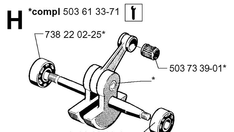 Crankshaft Diagram and Parts List for 61 19993100001-20014000000 Husqvarna Chainsaw