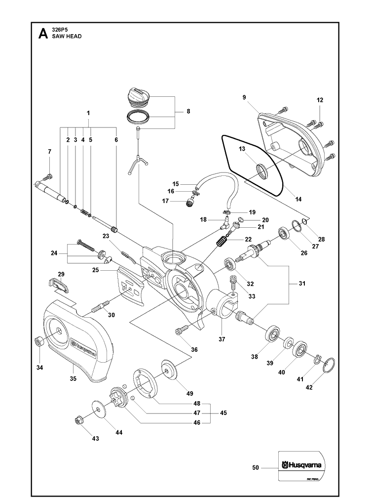 Gear Housing 2 Diagram and Parts List for 325P 20062700001-Current Husqvarna Pole Saw