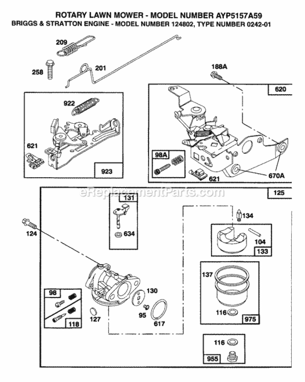 Page B Diagram and Parts List for 5157A59 1999 And Before Husqvarna Lawn Mower