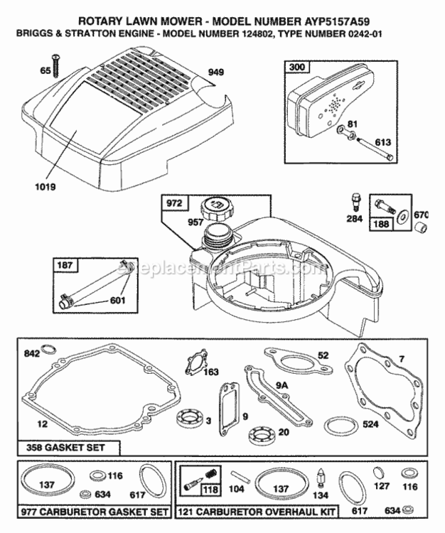 Page D Diagram and Parts List for 5157A59 1999 And Before Husqvarna Lawn Mower