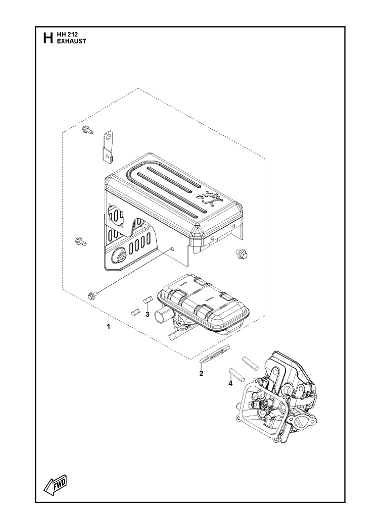 Exhaust Diagram and Parts List for 598609601 2021-07 Husqvarna Engine
