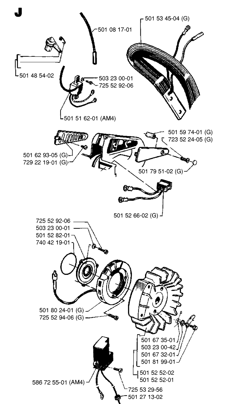 Electrical Diagram and Parts List for 266  Husqvarna Chainsaw