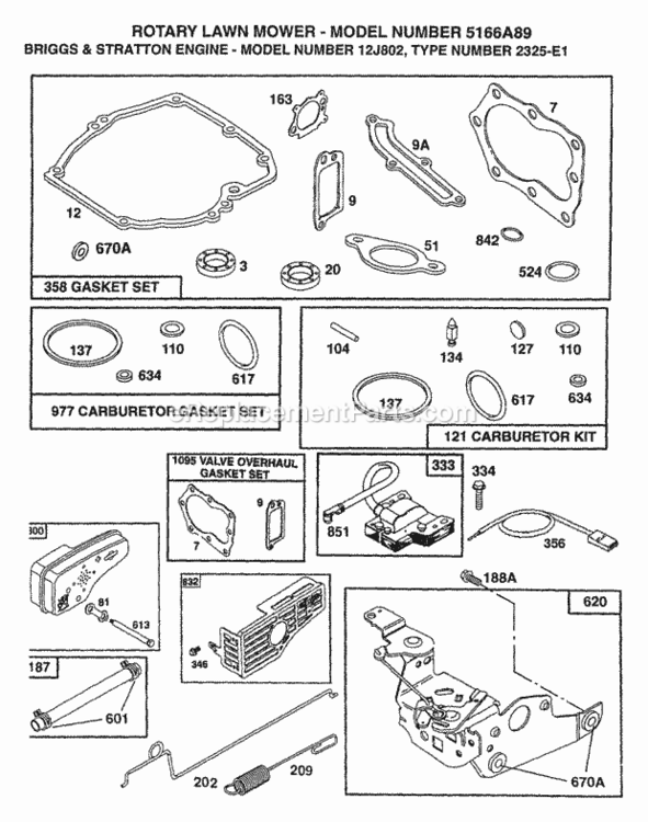 Page B Diagram and Parts List for 5166A89 1998 Husqvarna Lawn Mower