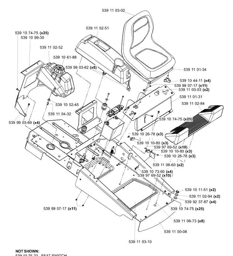 Main Frame (Part 1) Diagram and Parts List for Z4218KOA (968999282)(2005-08) Husqvarna Lawn Mower