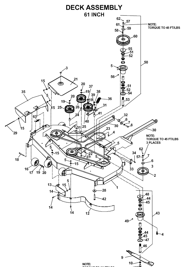 61-Inch/155cm Cutting Deck Diagram and Parts List for BZE7234D (033600000 & HIGHER)(2004-01) Husqvarna Lawn Tractor