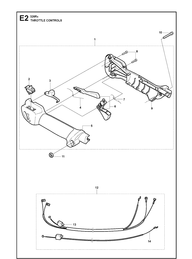 Throttle Controls 2 Diagram and Parts List for 326RX (20091800001-current)(2009-05) Husqvarna Brush Cutter