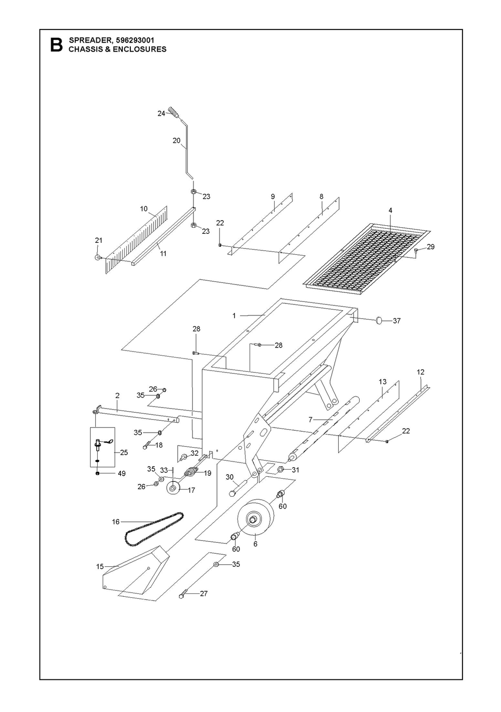 Chassis And Enclosures Diagram and Parts List for AGSD5100XV1  Husqvarna Lawn Tractor Accessories