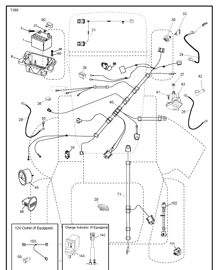 Electrical Diagram and Parts List for TS242 (96043030600)(2019-07) Husqvarna Lawn Tractor