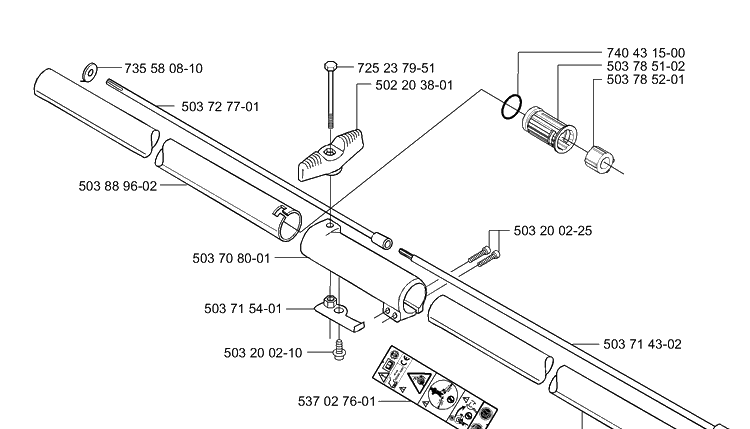 Shaft/Tube 232rd Diagram and Parts List for 232RD 2000-10 Husqvarna Brush Cutter