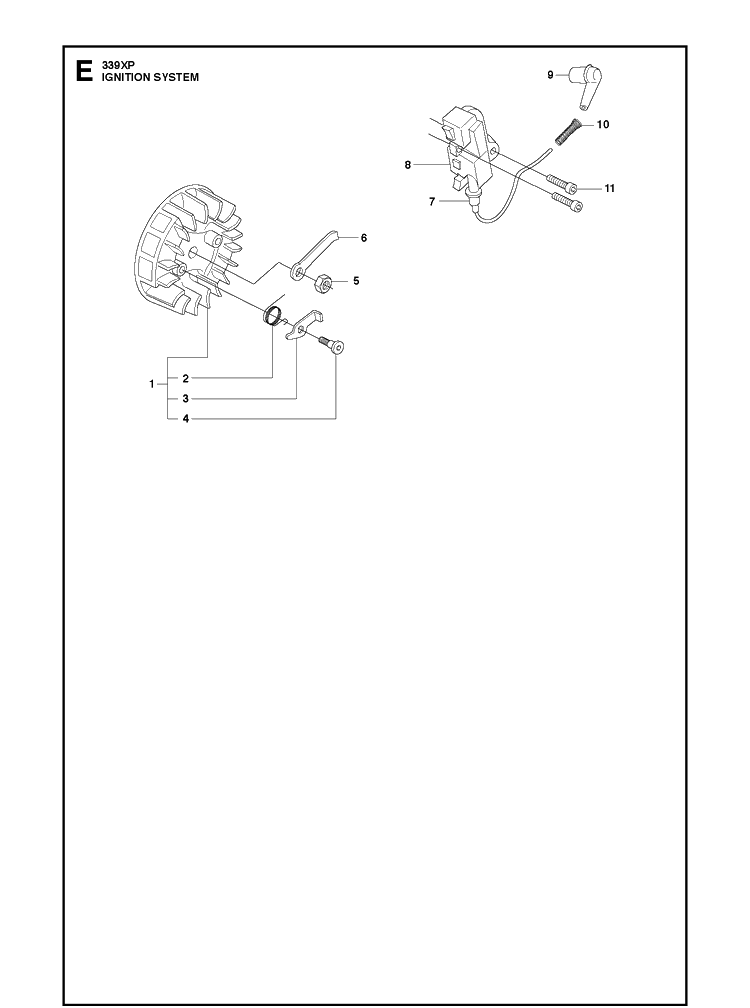 Ignition System Diagram and Parts List for 339XP 20100600001-Current Husqvarna Chainsaw