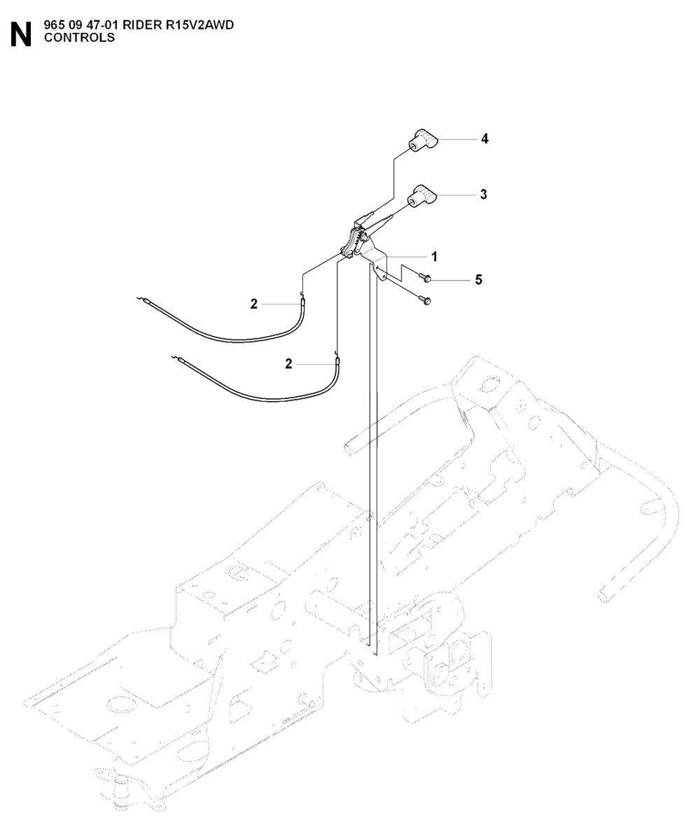 Controls Diagram and Parts List for R15-V2AWD (965094701)(2007-01) Husqvarna Lawn Tractor