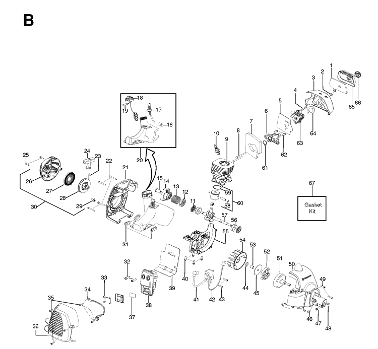 Product Complete 2 Diagram and Parts List for 125R 20061000001-20064000000 Husqvarna Brush Cutter